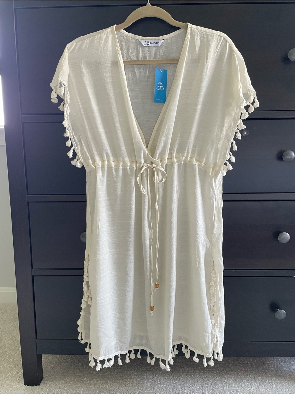 Cupshe White Beach Cover-Up with Tassel Detail